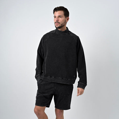 トレーニングショートパンツ 【ストーンウォッシュカラー】デニム風ストレッチ生地