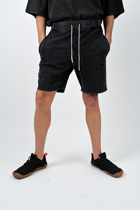 トレーニングショートパンツ 【ストーンウォッシュカラー】デニム風ストレッチ生地