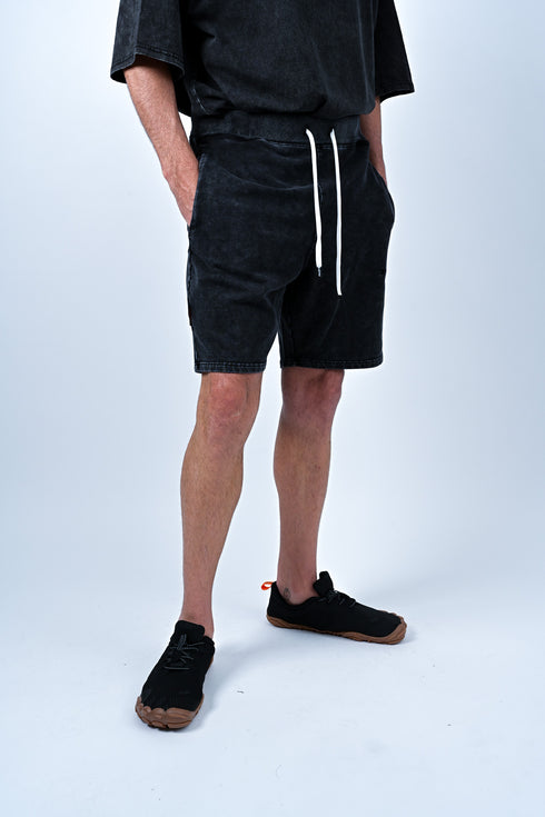 トレーニングショートパンツ 【ストーンウォッシュカラー】デニム風ストレッチ生地