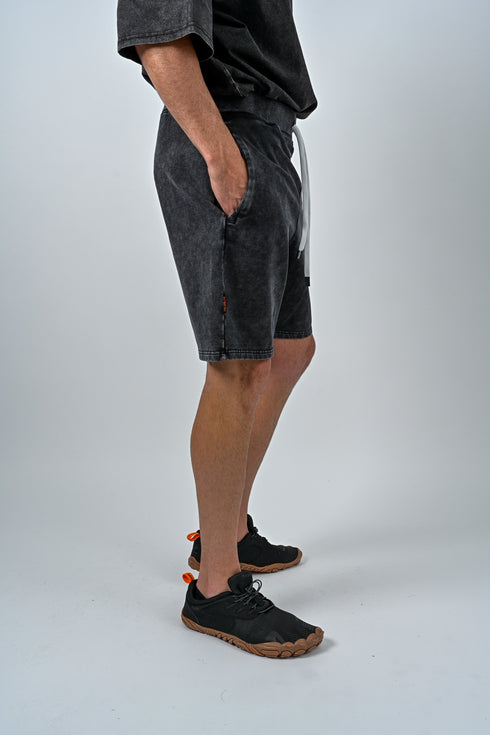 トレーニングショートパンツ 【ストーンウォッシュカラー】デニム風ストレッチ生地