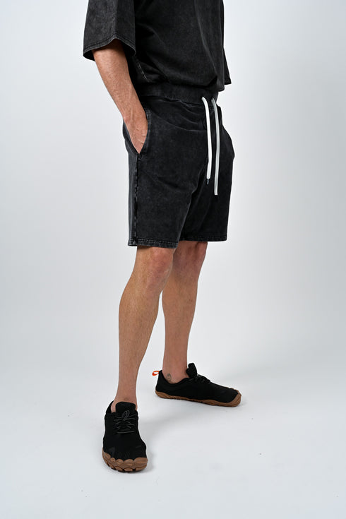 トレーニングショートパンツ 【ストーンウォッシュカラー】デニム風ストレッチ生地