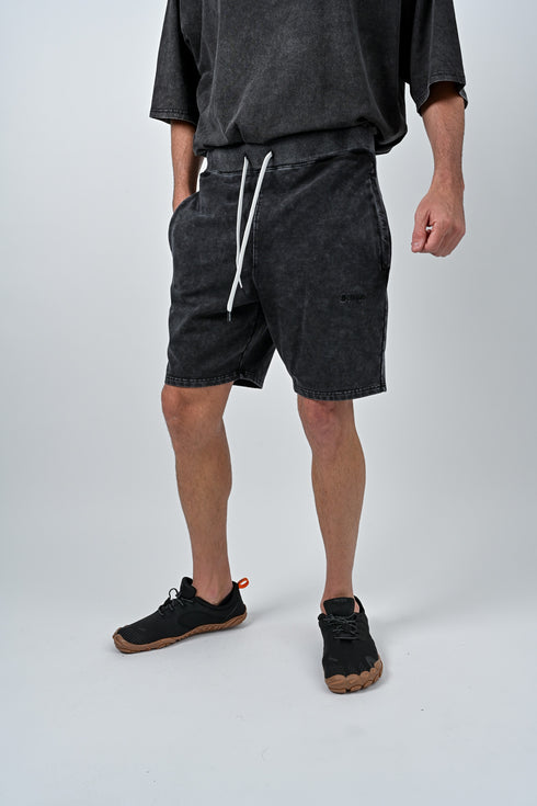 トレーニングショートパンツ 【ストーンウォッシュカラー】デニム風ストレッチ生地