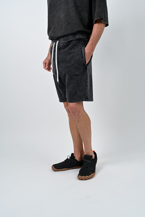 トレーニングショートパンツ 【ストーンウォッシュカラー】デニム風ストレッチ生地