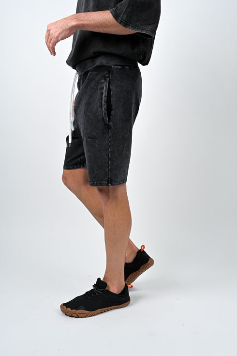 トレーニングショートパンツ 【ストーンウォッシュカラー】デニム風ストレッチ生地