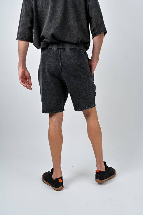 トレーニングショートパンツ 【ストーンウォッシュカラー】デニム風ストレッチ生地