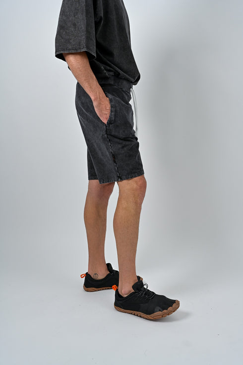 トレーニングショートパンツ 【ストーンウォッシュカラー】デニム風ストレッチ生地