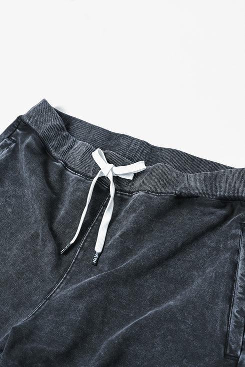 トレーニングショートパンツ 【ストーンウォッシュカラー】デニム風ストレッチ生地