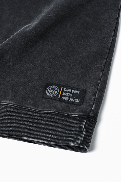 【ストレッチデニム風】アスレジャー ハイネックスウェット【ストーンウォッシュ】