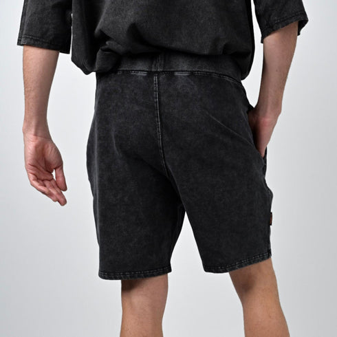 トレーニングショートパンツ 【ストーンウォッシュカラー】デニム風ストレッチ生地