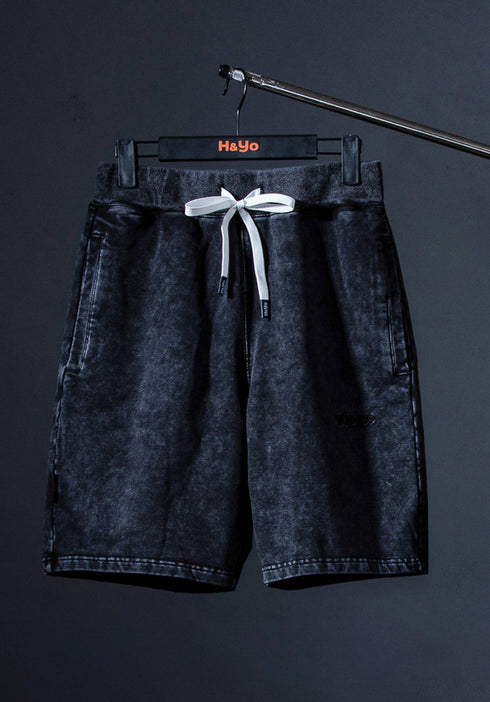 トレーニングショートパンツ 【ストーンウォッシュカラー】デニム風ストレッチ生地